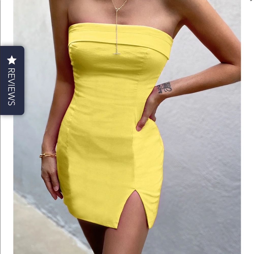 Yellow Strapless Dress